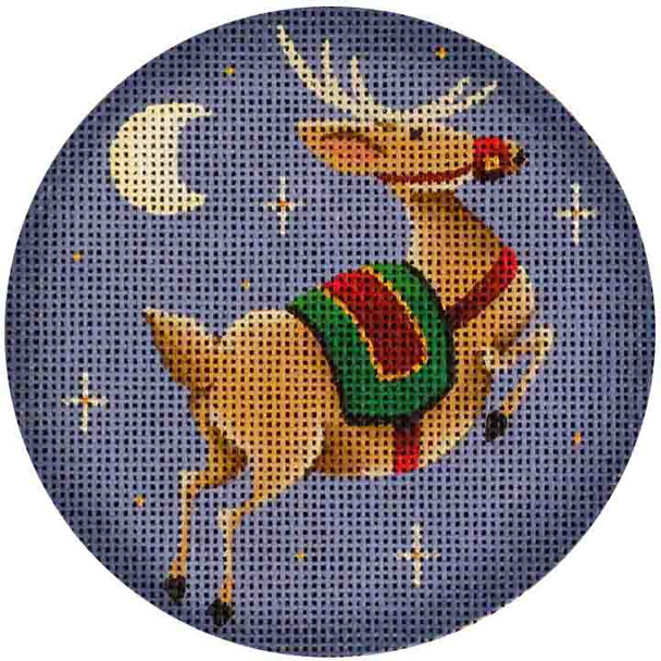 94e “ Rudolph in the sky  4" Round 18 Mesh Rebecca Wood Designs!