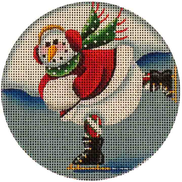 66c Skating Snowgirl 4" Round  18 Mesh Rebecca Wood Designs!