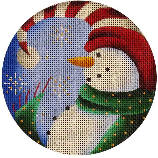 93c Snowman 4" Round  18 Mesh Rebecca Wood Designs!