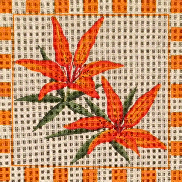 260n Orange Flower 9" x 9" 18 Mesh Rebecca Wood Designs!