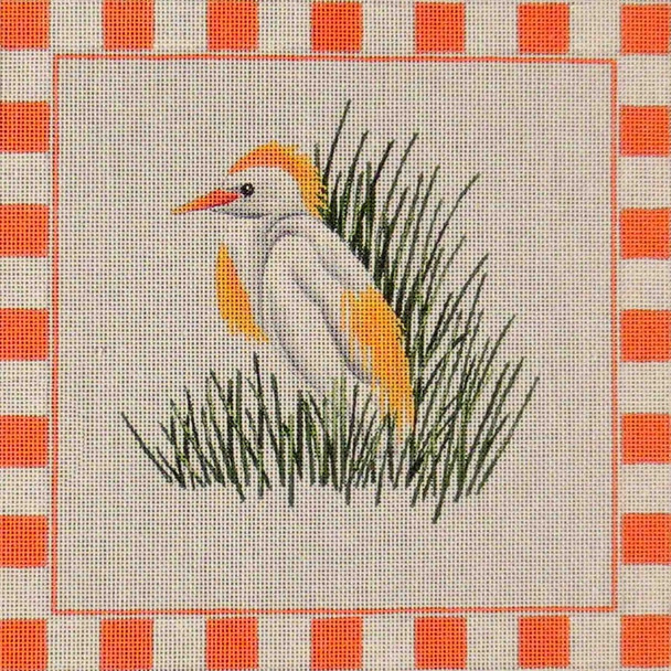 261g Cattle egret 9" x 9" 18 Mesh Rebecca Wood Designs!