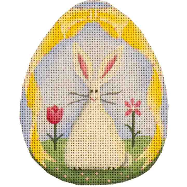 256a Bunny egg 4" x 5" 18 Mesh Rebecca Wood Designs !