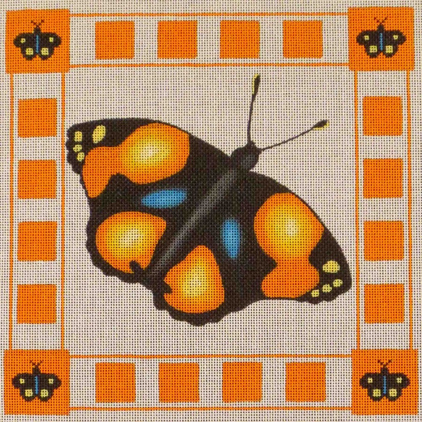 259a Orange butterfly  9 x 9 18 Mesh Rebecca Wood Designs!