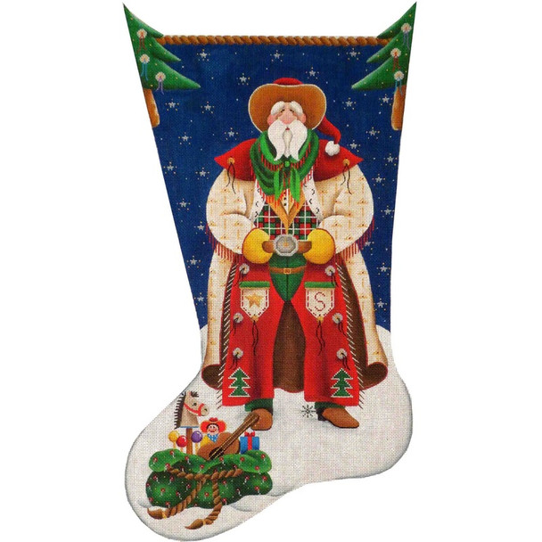 343f Cowboy Santa 11" x 19" 18 Mesh Rebecca Wood Designs!
