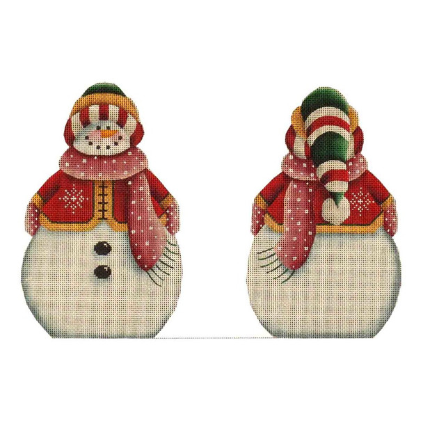 595b Green snowman topper  4" x 8" 18 Mesh Rebecca Wood Designs!