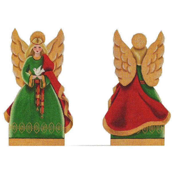 595h Christmas angel topper 5" x 9" 18 Mesh Rebecca Wood Designs!