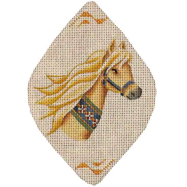 1008f Cream Color Ponies 4" x 6" 18 Mesh Rebecca Wood Designs!