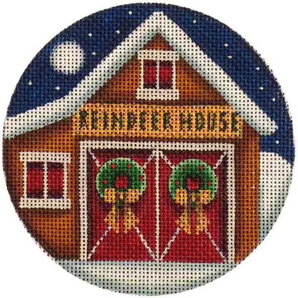 1005b Reindeer House  4" Round 18 Mesh Rebecca Wood Designs!