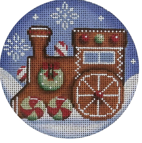 1036f Gingerbread engine 4" Round 18 Mesh Rebecca Wood Designs!