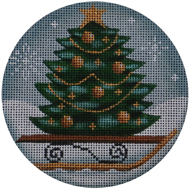 1028c Sledding a tree 4”rnd  18 Mesh Rebecca Wood Designs !