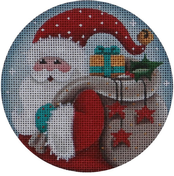 1020a Whimsical Santa 4" Round 18 Mesh Rebecca Wood Designs!