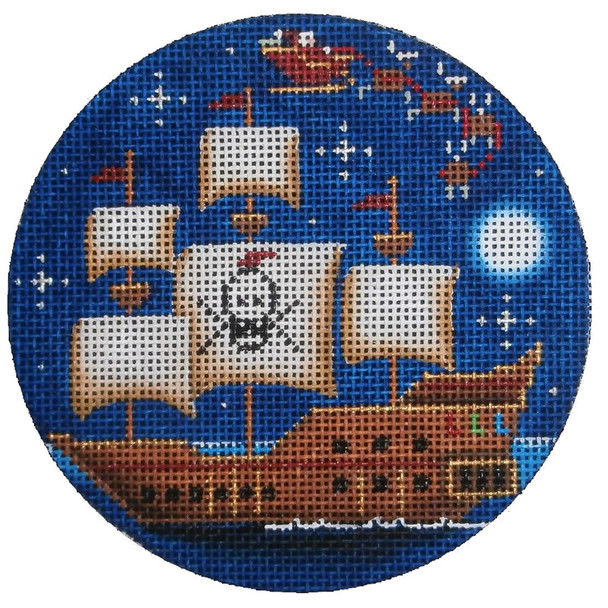 1025d Pirate Christmas  4" Round 18 Mesh Rebecca Wood Designs!