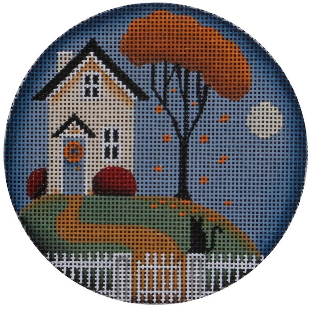 1023c Fall cottage 4" Round 18 Mesh Rebecca Wood Designs!