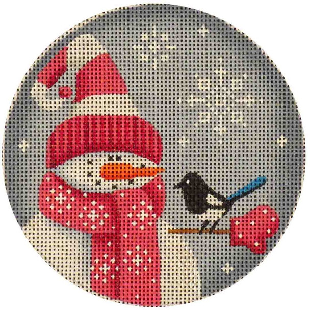 1017a Jan. Snowman  4" Round 18 Mesh Rebecca Wood Designs!