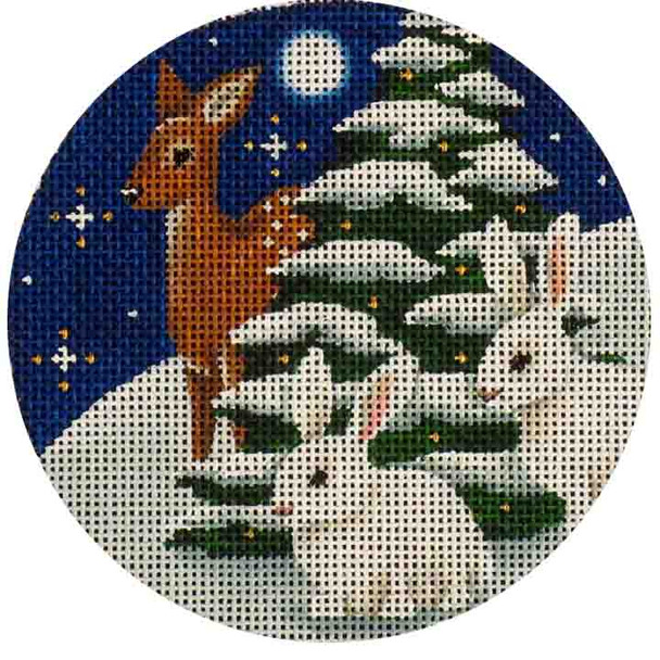 1016d Snow Bunnies Reindeer 4" Round 18 Mesh Rebecca Wood Designs!