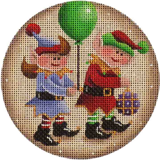 1014f Up and away  Elves 4" Round 18 Mesh Rebecca Wood Designs!