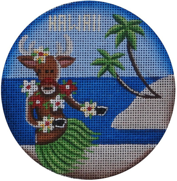 1022b Hula reindeer  4" Round 18 Mesh Rebecca Wood Designs!