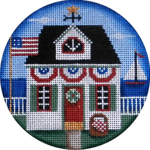 1032g Patriotic cottage 4" Round 18 Mesh Rebecca Wood Designs!