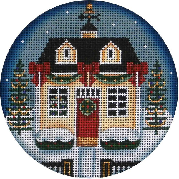 1032L Christmas cottage 4" Round 18 Mesh Rebecca Wood Designs!