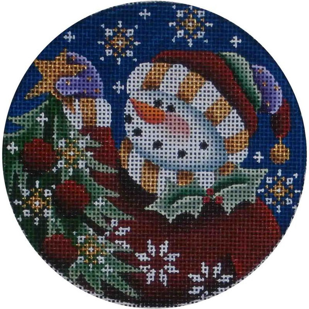 1033a Snowman Star  4" Round 18 Mesh Rebecca Wood Designs!