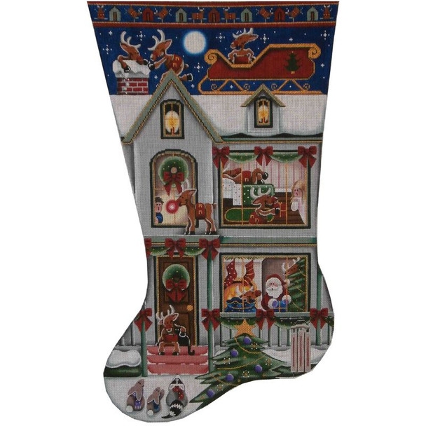1372 Snooping Reindeer  11" x 19" 18 Mesh Rebecca Wood Designs!