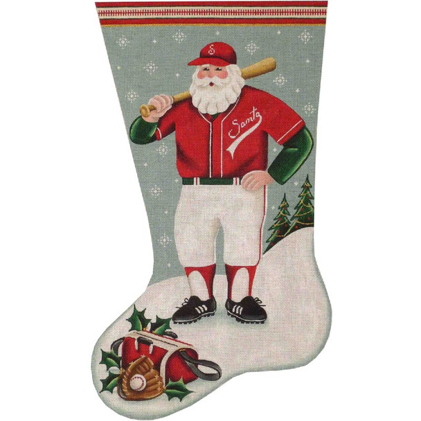 1337 Baseball Santa Stocking 11" x 19" 18 Mesh Rebecca Wood Designs!