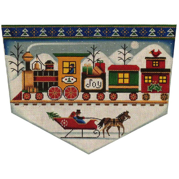 1422b Christmas train 8" x 11" 13 Mesh Rebecca Wood Designs!