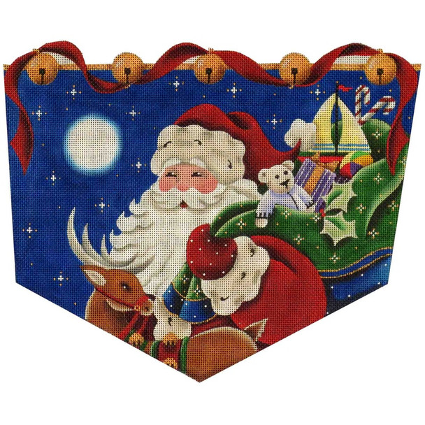 1441 Santa and reindeer 8" x 11" 13 Mesh Rebecca Wood Designs!