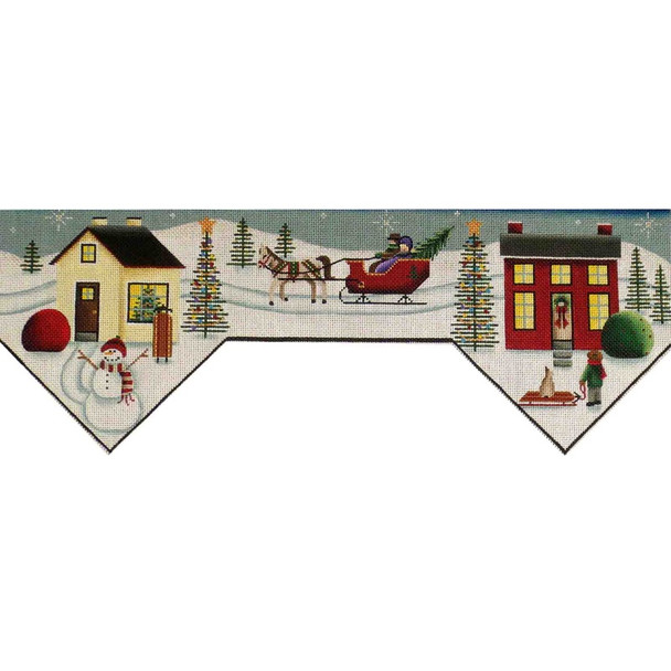 400a3 Country Christmas Mantle 9" x 24" 13 Mesh Rebecca Wood Designs!