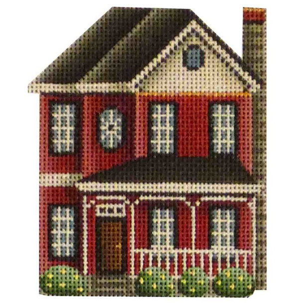 416b Red Victorian Cottage3 x 4" 18 Mesh Rebecca Wood Designs!