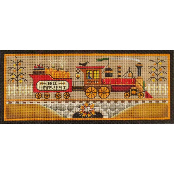 441b Fall Train  14" x 6" 18 Mesh Rebecca Wood Designs!