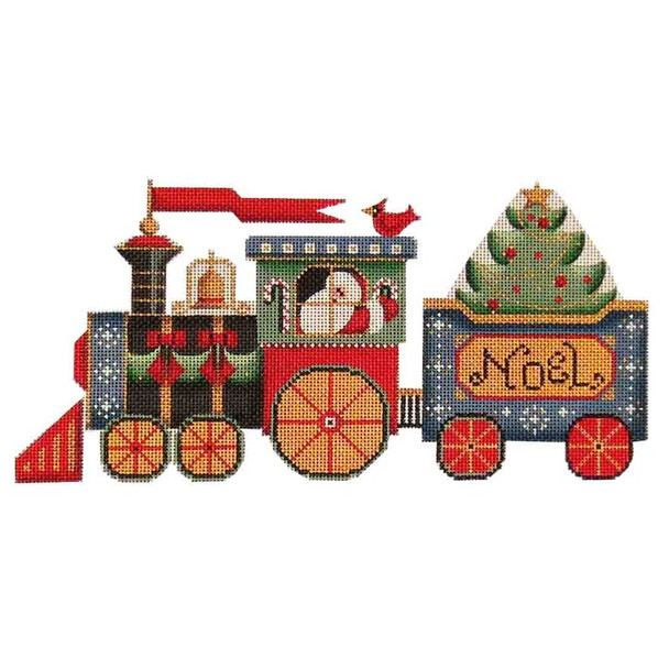 456L Christmas Train  5" x 10" 18 Mesh Rebecca Wood Designs!