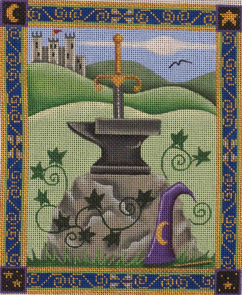 453f Sword & Stone 6.5" x 8" 18 Mesh Rebecca Wood Designs!