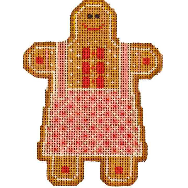 507s Pink Ginger Girl  Gingerbread 4" x 4" 18 Mesh Rebecca Wood Designs!
