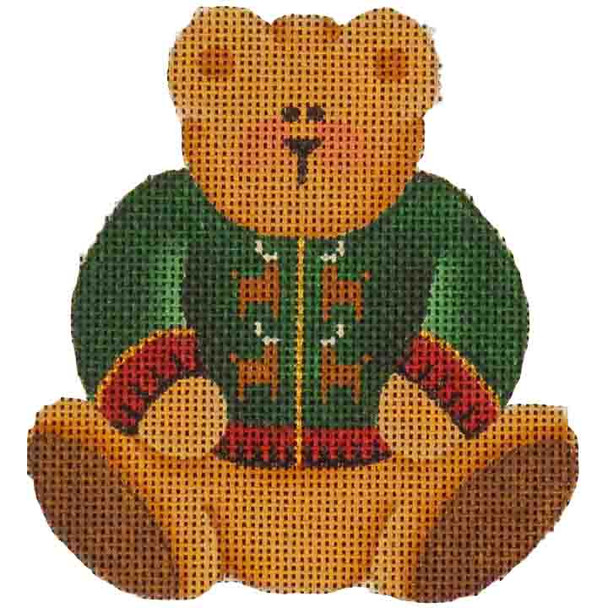 507u  Green teddy bear 4" x 4" 18 Mesh Rebecca Wood Designs!