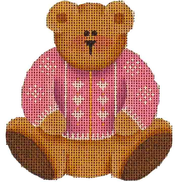 507w Pink teddy bear 4" x 4" 18 Mesh Rebecca Wood Designs!