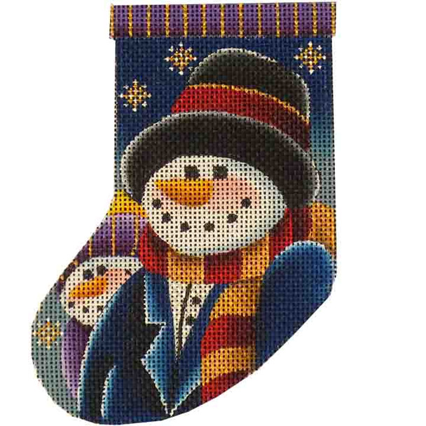 502ll Top Hat Snowman  4" x 5" 18 Mesh Rebecca Wood Designs!