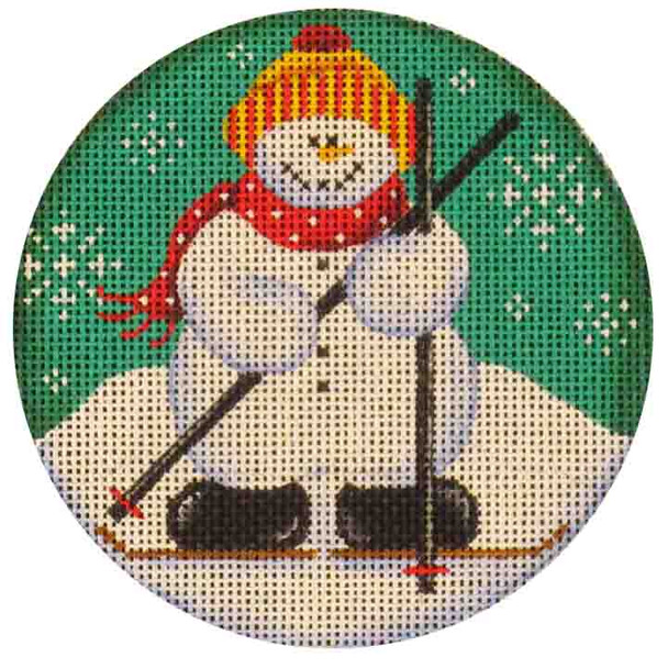 505f Ski Snowman 4" Round 18 Mesh Rebecca Wood Designs !
