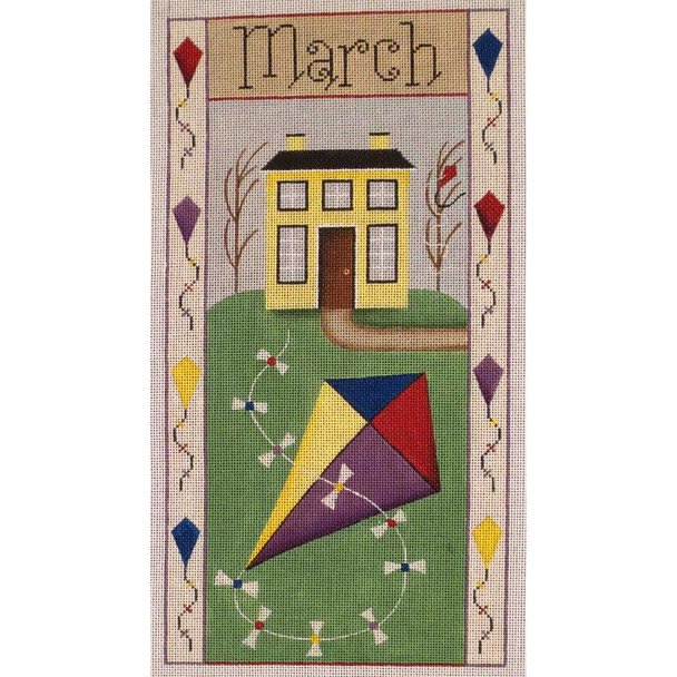 536c March Folk Banner 7" x 13" 18 Mesh Rebecca Wood Designs!