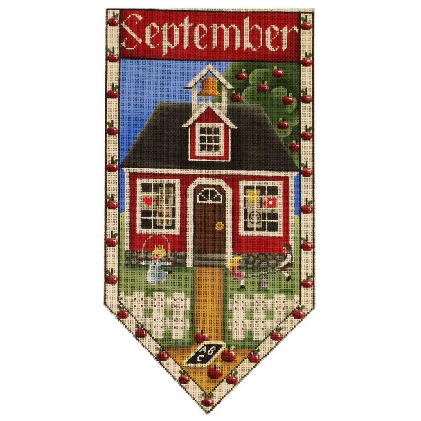 529i September Cottage Banner  7" x 13" 18 Mesh Rebecca Wood Designs!