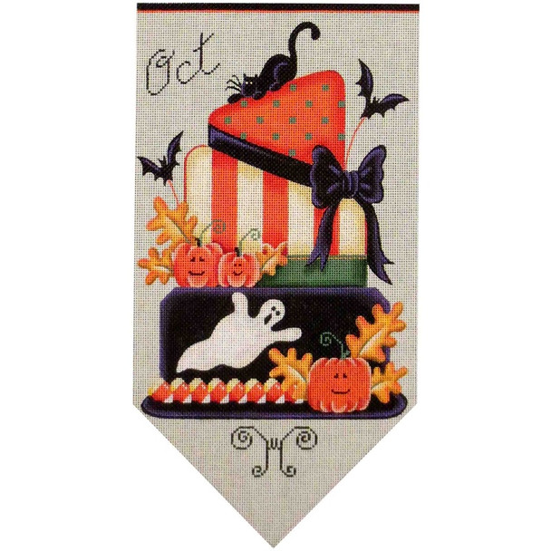 537j  October banner cake  7" x 13" 18 Mesh Rebecca Wood Designs!