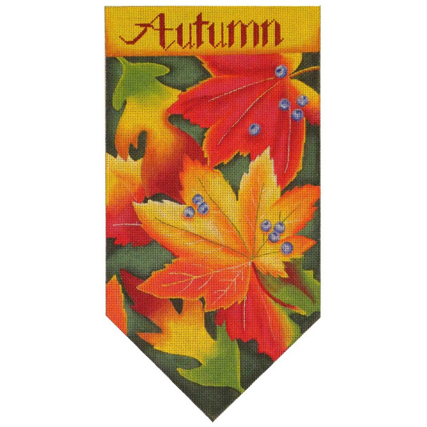 531r Autumn banner 7" x 13" 18 Mesh Rebecca Wood Designs !