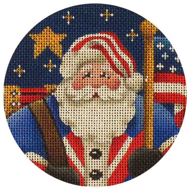 543p Patriotic Santa 4" Round 18 Mesh Rebecca Wood Designs !