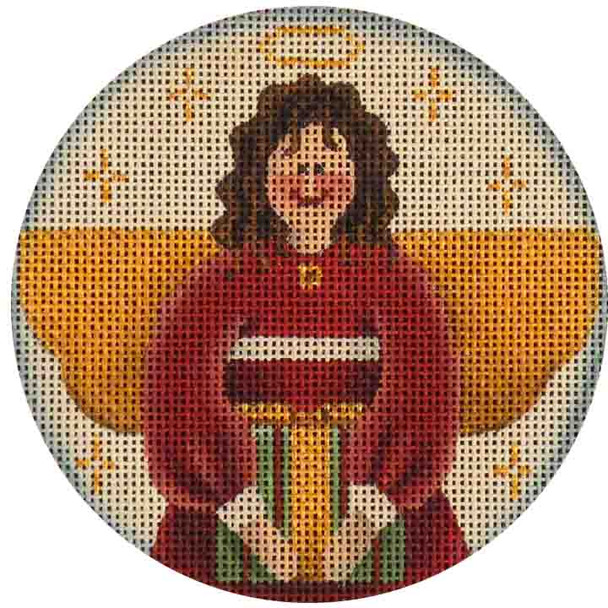585h Folk present angel 4" Round 18 Mesh Rebecca Wood Designs!