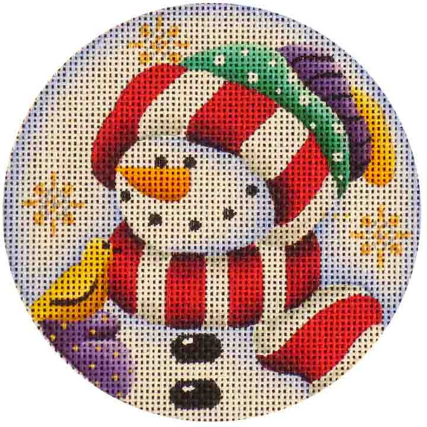 584 Woodland snowman 4" Diameter 18 Mesh Rebecca Wood Designs!