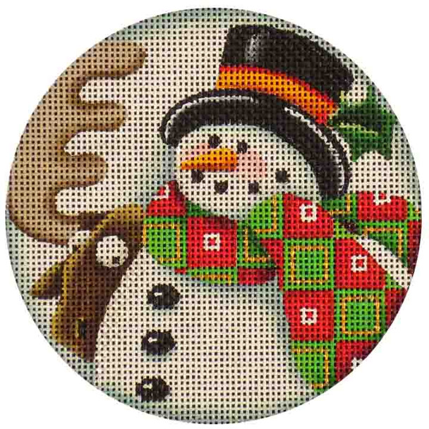599j Moose & snowman  4" Round 18 Mesh Rebecca Wood Designs!