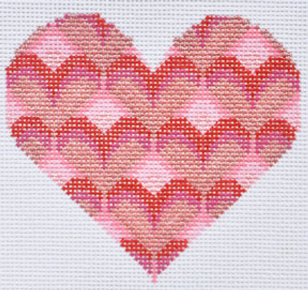 TM-31 Pink Red Heart  3 3/4 x  3  1/2 18 Mesh TANYA MERTEL Danji Designs