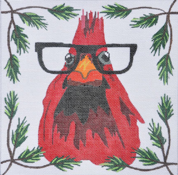 ZIA-57  Cardinal With Glasses  8x8 18 Mesh ZIA DESIGNS Danji Designs