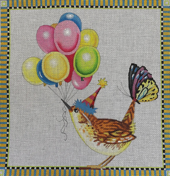 AN356 Animal Wren/balloons 10 x 10 18 Mesh Colors of Praise