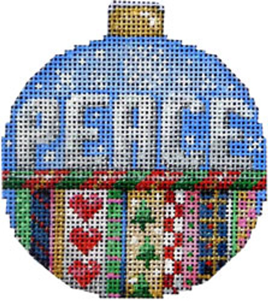 CT-1823 Peace/Stripes Ball Ornament Large  3 x 3.5 18 Mesh Associated Talents